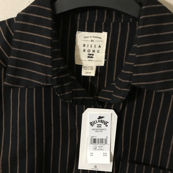 NWT Billabong Right On Striped Button Up Shirt - Picture 5 of 5
